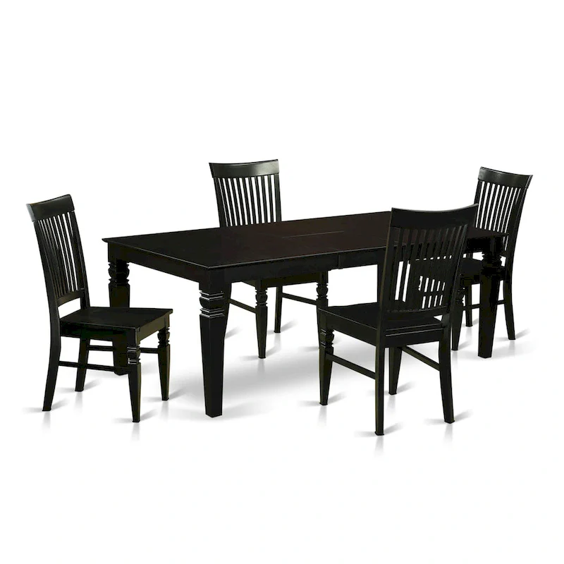 East West Furniture Dining Room Furniture Set- a Rectangle Kitchen Table and Dining Chairs, Black (Pieces Options)