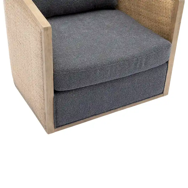 Carbon Black 30.12 Upholstered 360 Swivel Barrel Chair with Sturdy Hardwood Frame