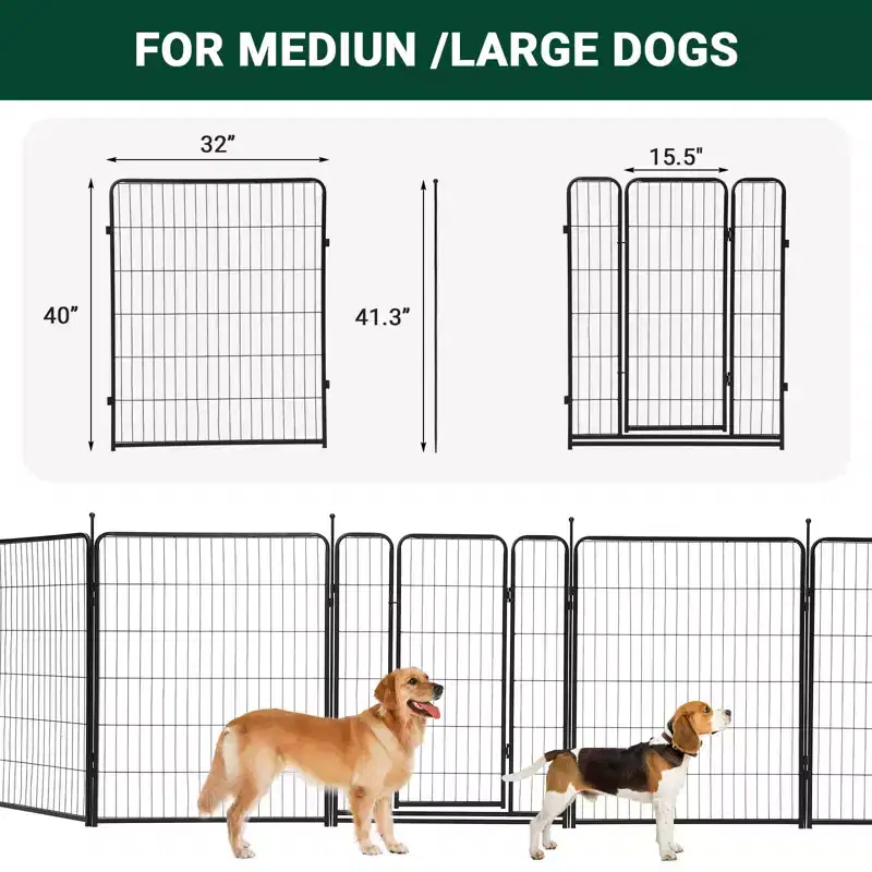 Dog Playpen, Pet Playpen - Heavy Duty Metal Indoor/Outdoor Pet Exercise Pen Wide Door Low Threshold Portable for RV Camping Garden