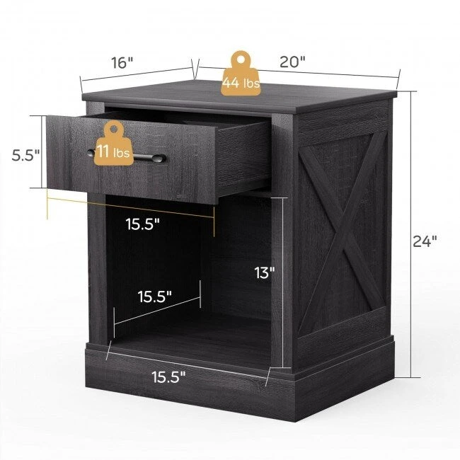 Compact Nightstand with Drawer and Shelf
