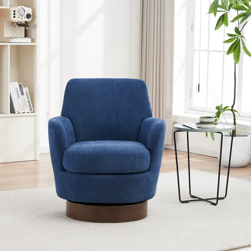 29.3 Upholstered Swivel Barrel Chair with Stainless Steel Base