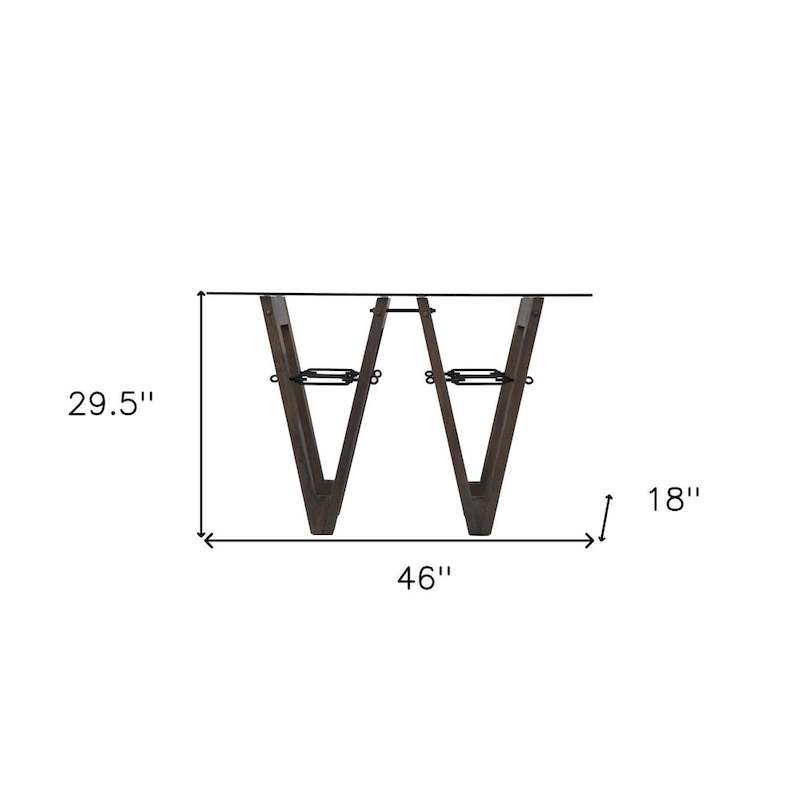 Clear Glass Reclaimed Wood Console Table with Abstract Base - 46 L x 18 W x 29.5 H