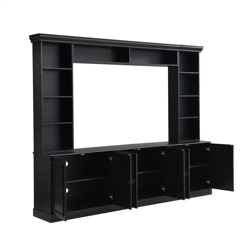 4-Piece Wall Unit Entertainment Center Set with Bookshelf , Versatile TV Stand with Adjustable Shelf, Media Console with Bridge