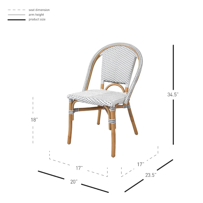 All-Weather Rattan Bistro Chair with Rounded Back