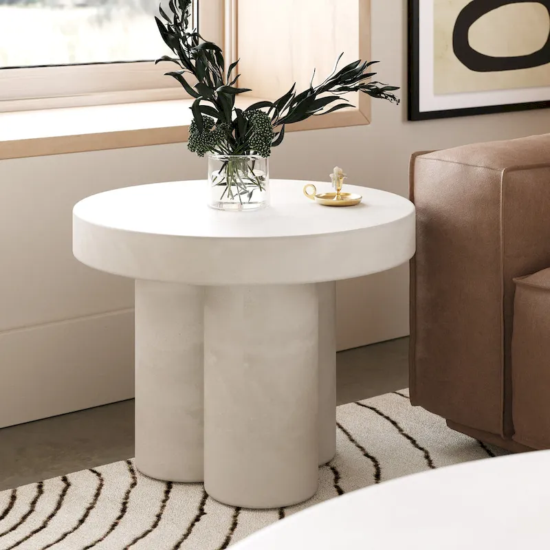 Modrest Bruni - Modern White Concrete End Table