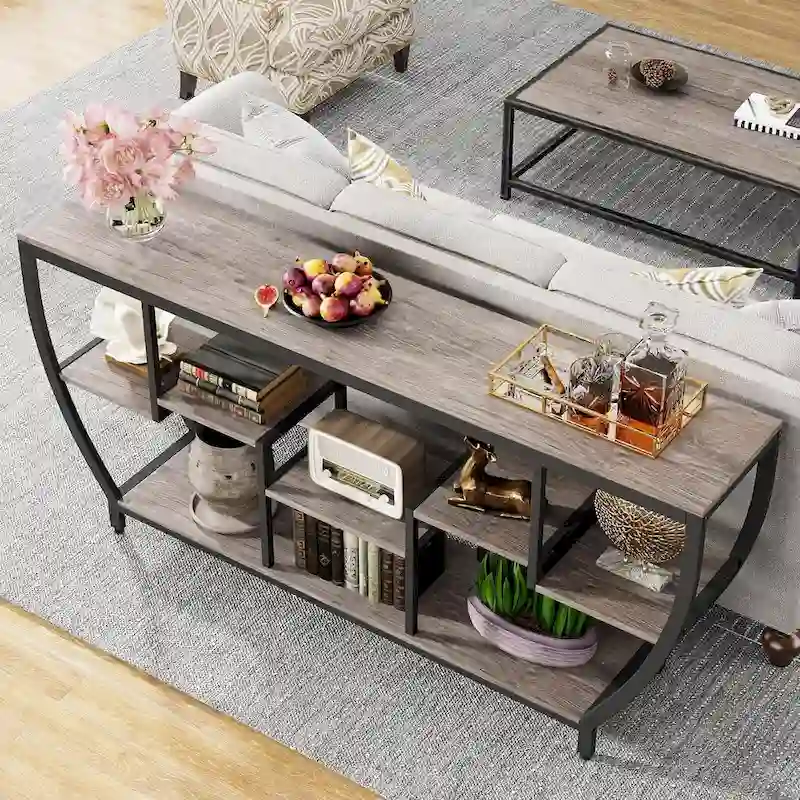 70.9 Inch Extra Long Console Table with Shelves,Sofa Console Table