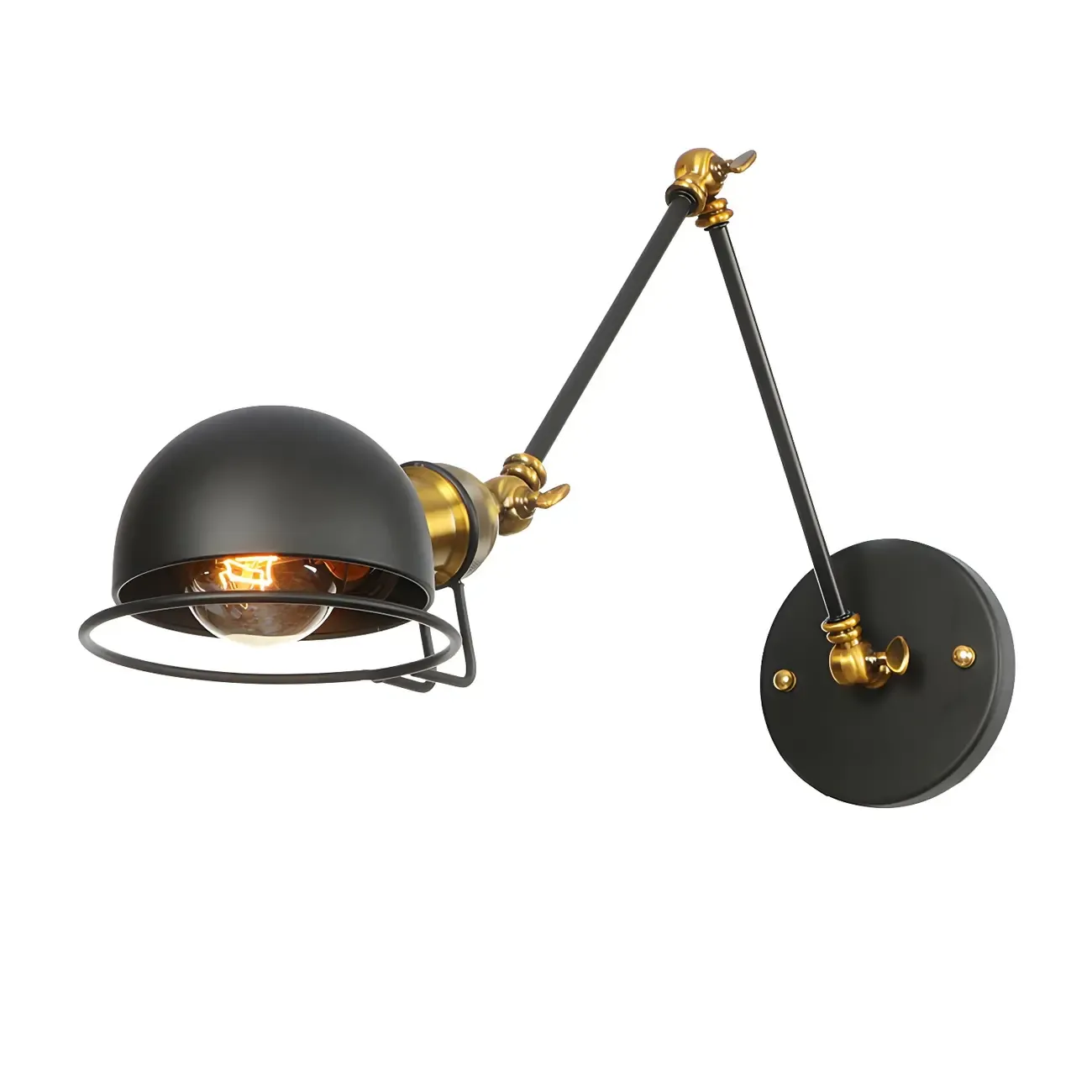 Industrial Black Adjustable Swing Arm Wall Sconce