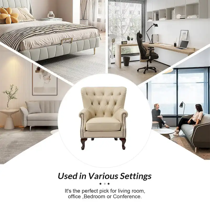 Gerhard Genuine Leather Armchair with Nailhead Trims and Removable Cushion Set of 2 by HULALA HOME