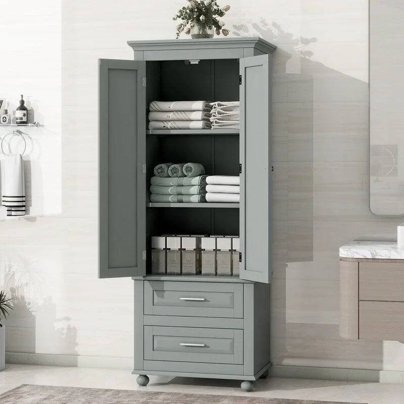 Tall Storage Cabinet with Two Drawers for Bathroom/Office