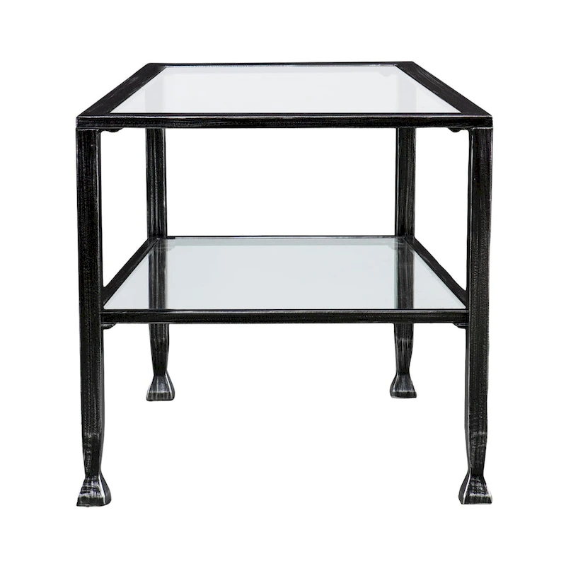 SEI Furniture Glenn Black Rectangle Metal Coffee Table with Glass Top and Bottom Shelf