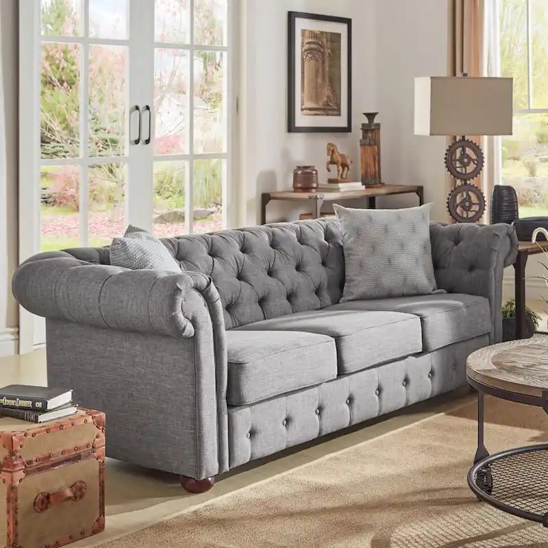 Gdansk Tufted Scroll Arm Chesterfield Sofa