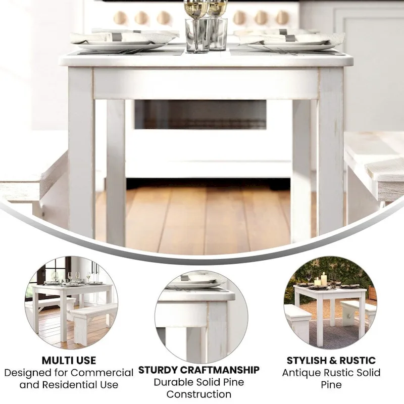 Antique Rustic Pine Farmhouse Dining Table - Seats 4 (Rectangular)