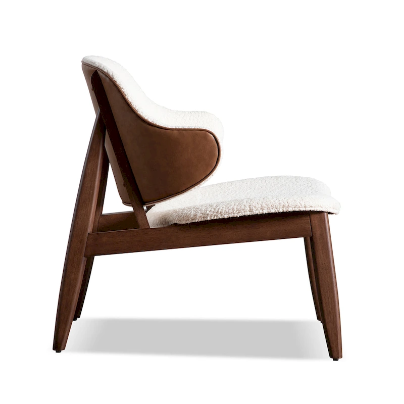 Furniture of America Beck Mid-century Modern Boucle Wingback Walnut Accent Chair