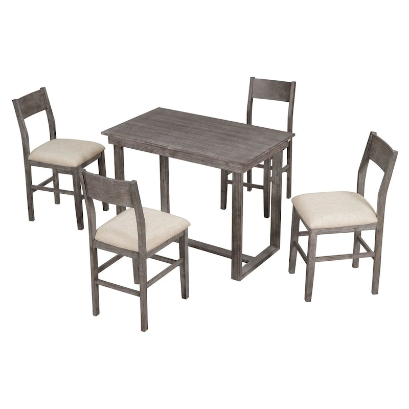 Merax Farmhouse Counter Height 5-Piece Dining Table Set