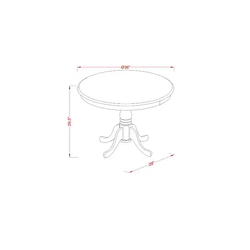 5-Piece Round Cappuccino Finish Solid Wood Top Dining table with 4-Chairs with