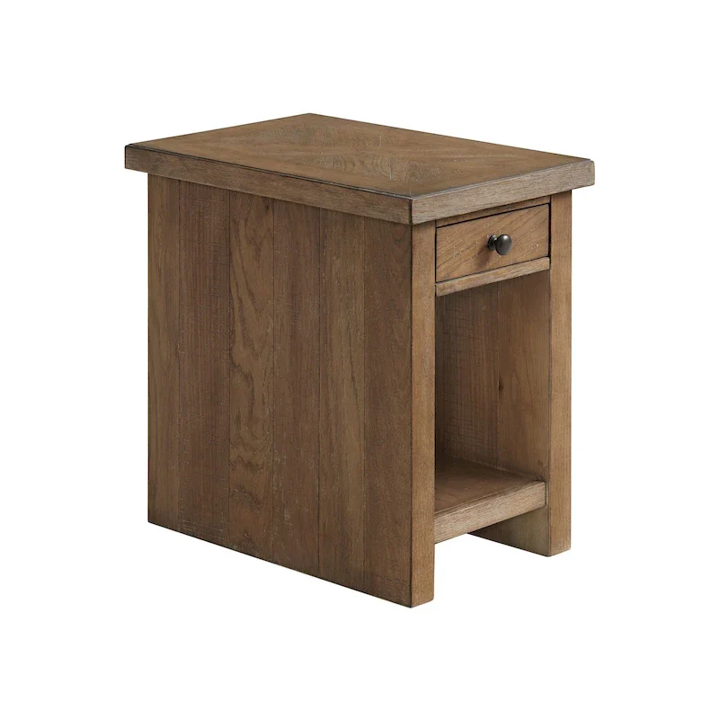 Landmark 16 Wide Chairside Table with 1 Drawer, Weathered Oak