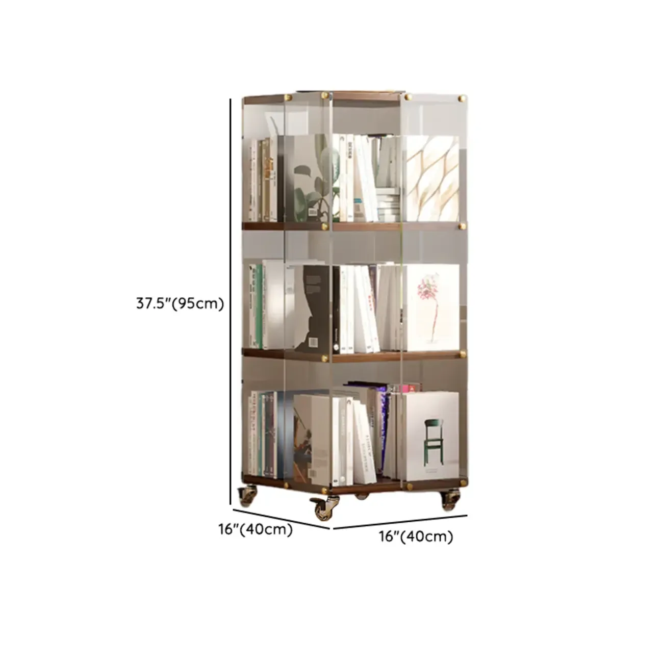 Art Deco Square Timber Shelf Glass Panel Swivel Chest