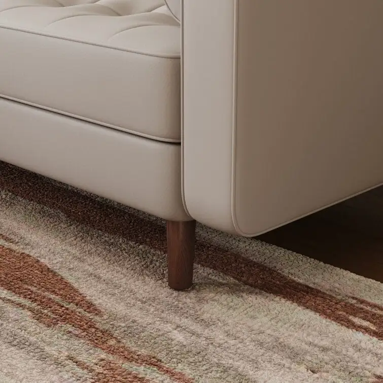 Stateside Mid-Century Square Arm Leather Covered Loveseat Sofa 59