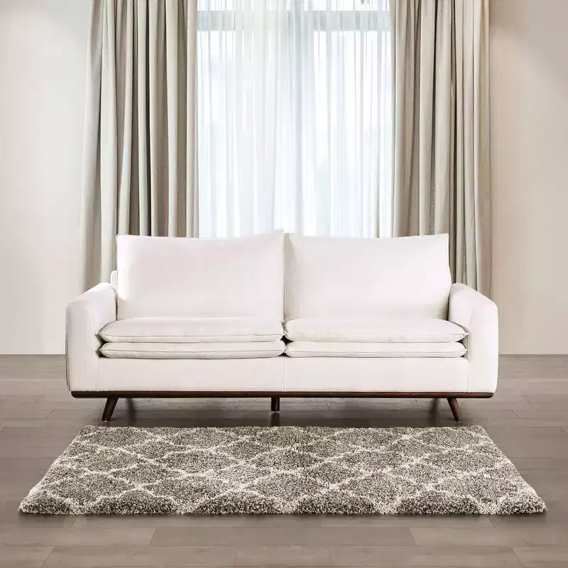 HOMES: Inside + Out Gubera 82" Mid-Century Sofa Cotton Linen Blend Upholstery with Feather Blend Cushions