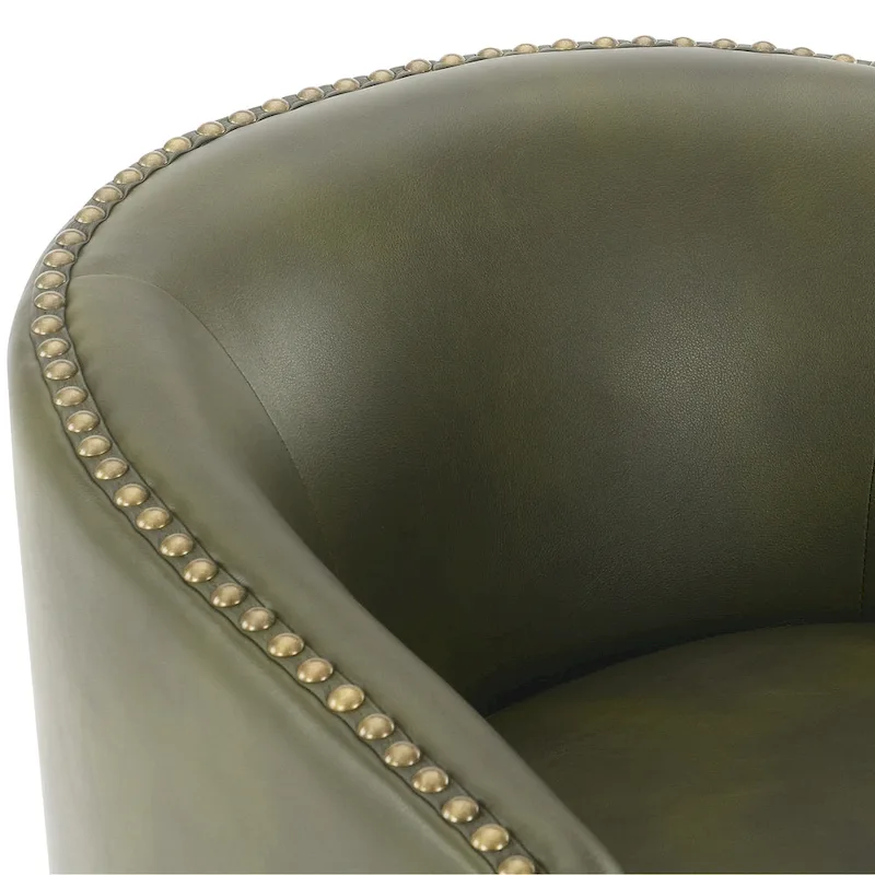 Truman Faux Leather Swivel Arm Chair with Nailhead Trim by Greyson Living