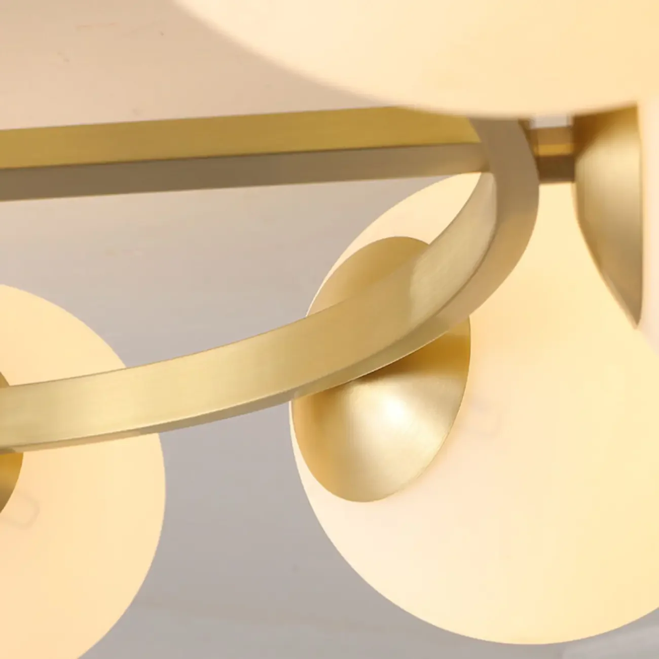 Modern Gold Loop Globe Glass Semi Flush Ceiling Light
