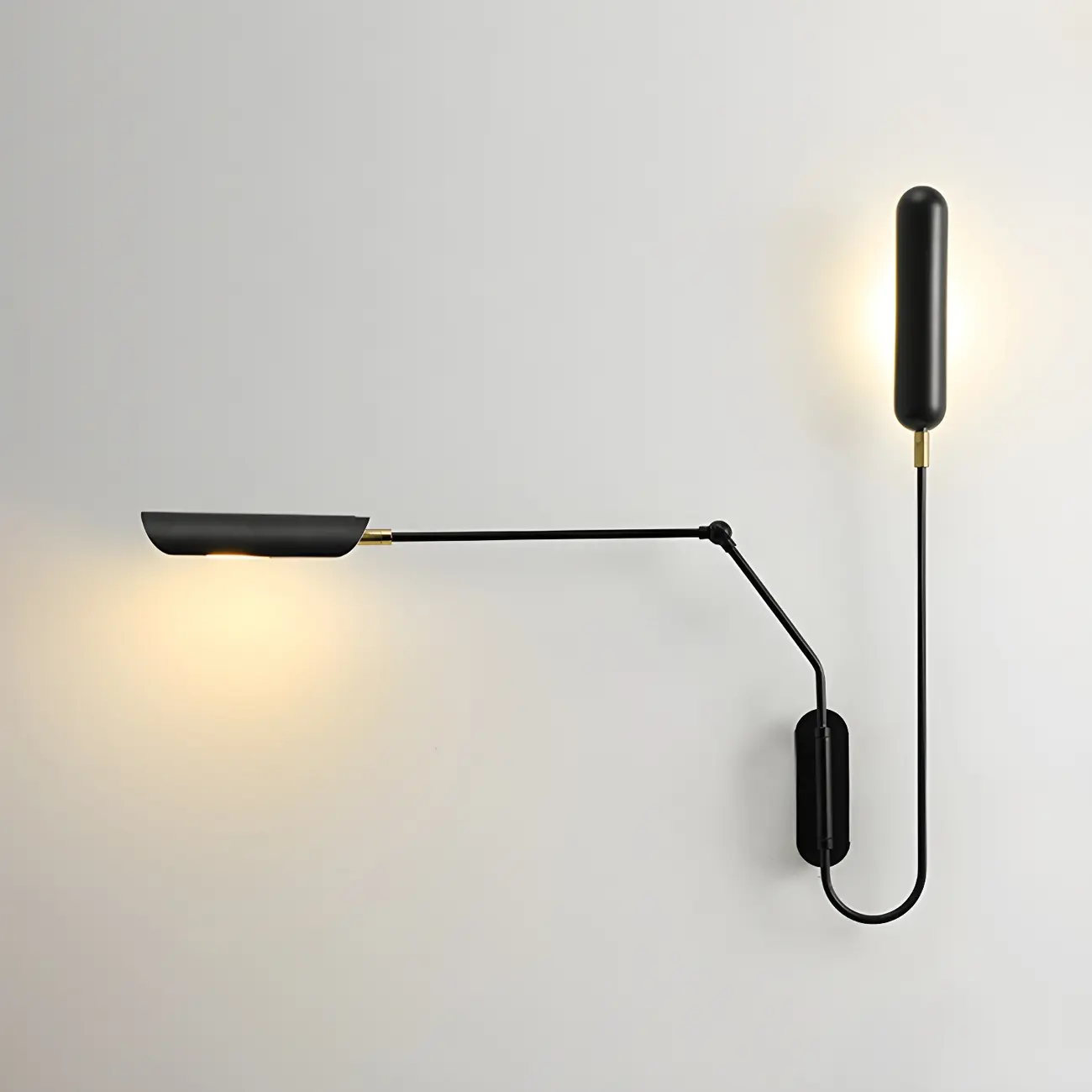 Modern Black Metal 2-Light Swing Arm Wall Light