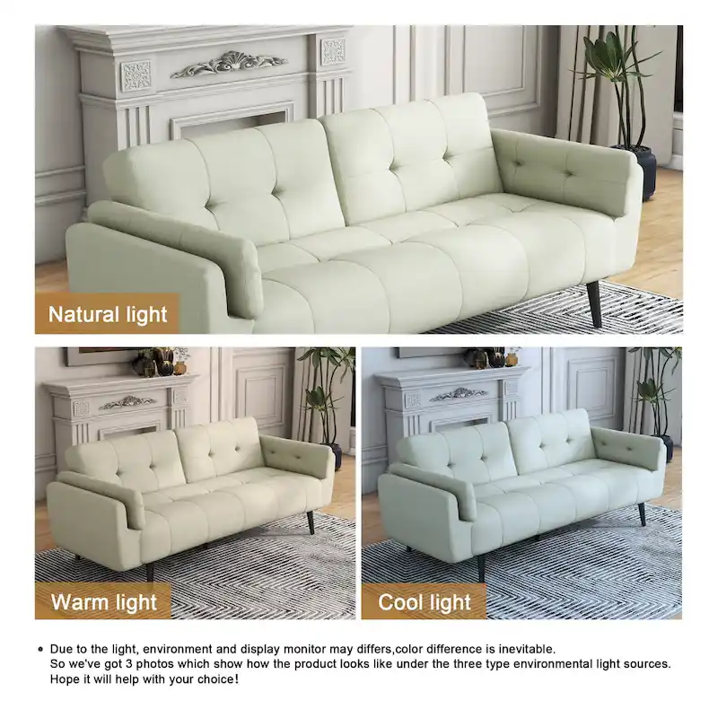 75 Convertible Sleeper Futon Sofa Bed With Adjustable Tufted Back