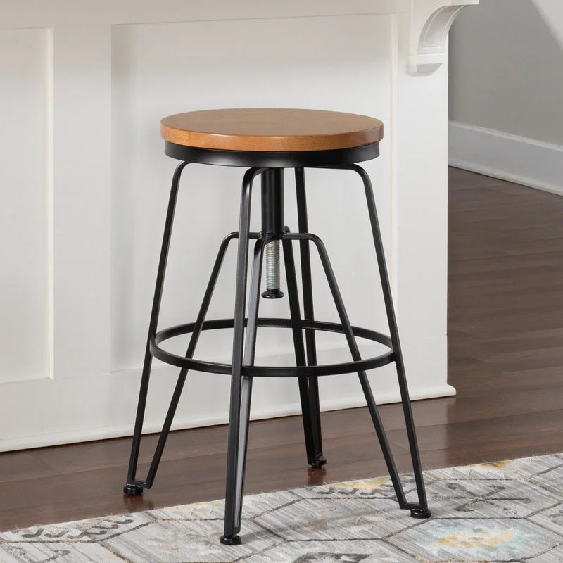 Wood and Metal 25-29 Inch Adjustable Stool