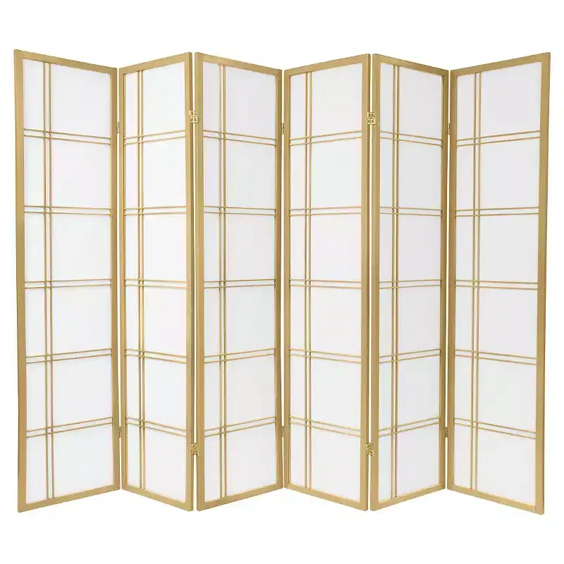 6 ft. Tall Double Cross Shoji Screen 6 Panels - Oriental Furniture