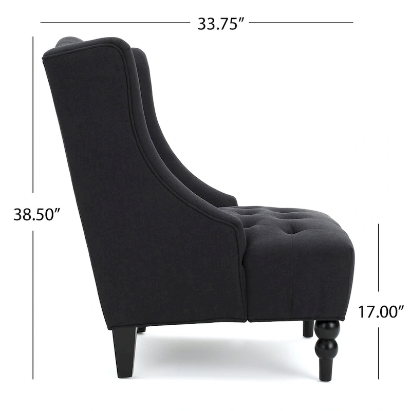 Charcoal 27.5 High Back Upholstered Button Tufted Club Chair