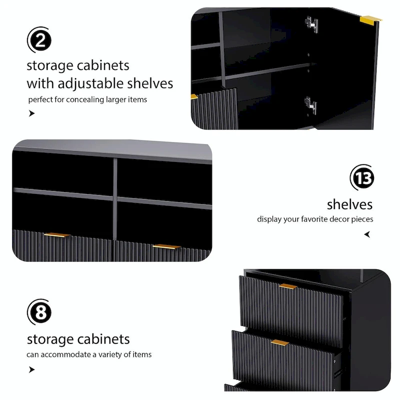 4-Piece Entertainment Wall Unit with 13 Shelves, 8 Drawers, and 2 Cabinets