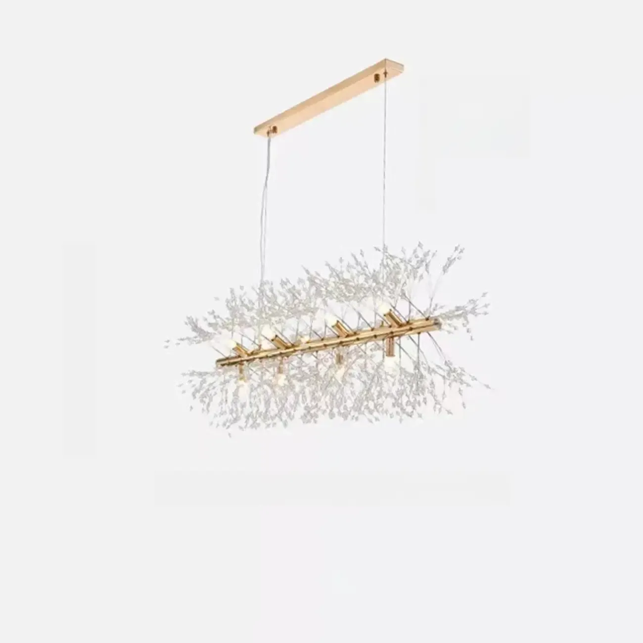 Golden Geometric Crystal Island Light Adjustable Hanging Length