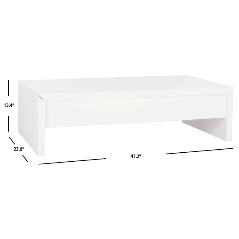 SAFAVIEH Bobbye White Lift-Top Coffee Table - 47.2 x 23.6 x 13.4 - 47Wx24Dx13H