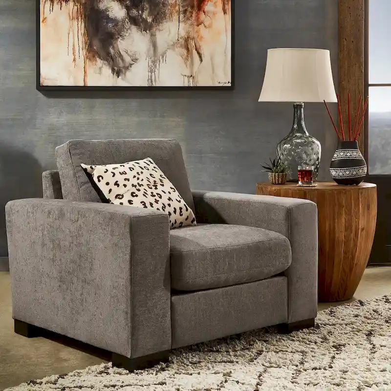 Ashton Grey Fabric Double Sided Down-Feather Filled Chair by iNSPIRE Q Artisan