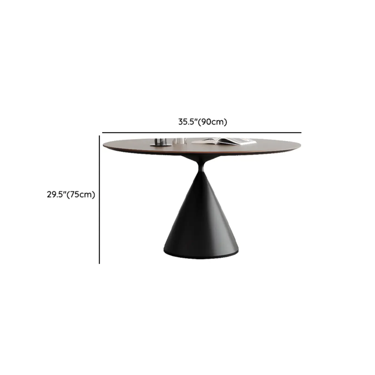 Modern Black Wood Pedestal Round Dining Table