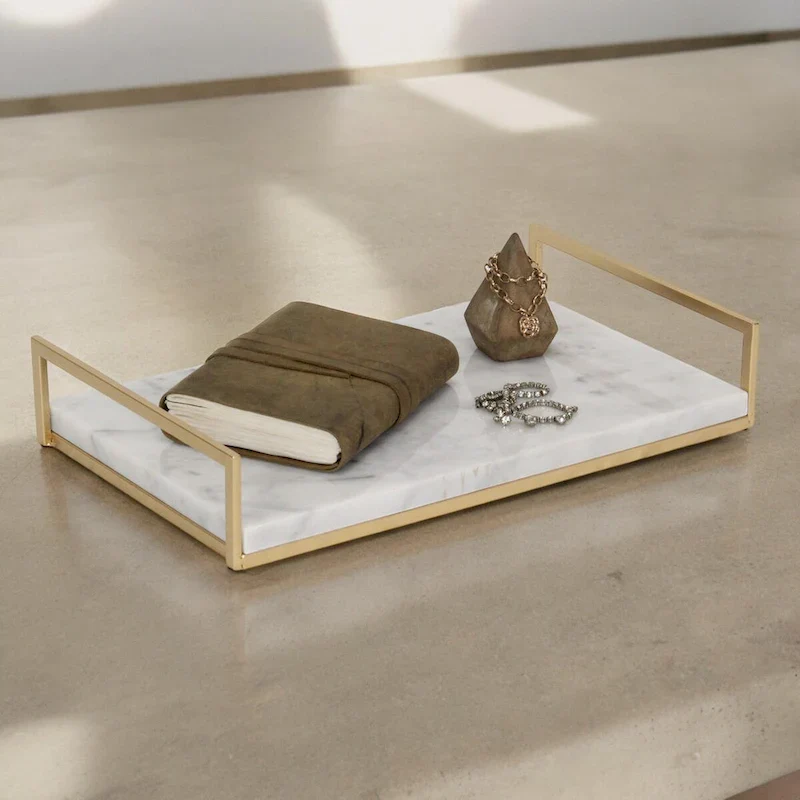 Sarraseau Marble and Gold Frame Tray