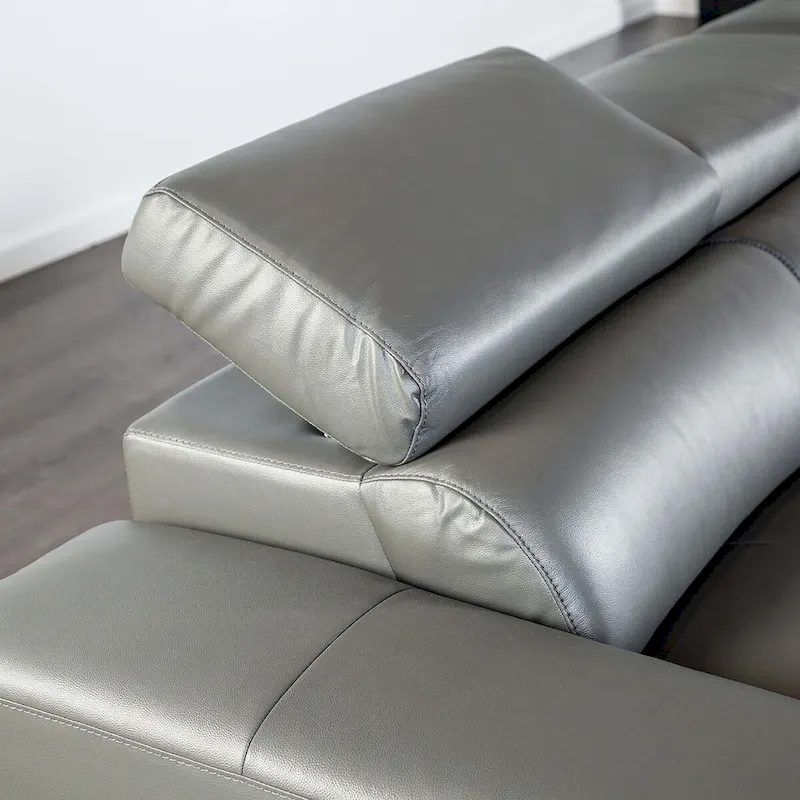 Furniture of America Jacques Modern Low Profile Leather L-Shaped Sectional with Chaise