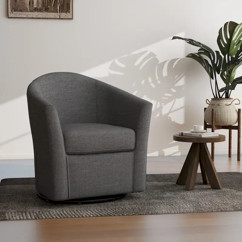 Swivel Accent Chair with Metal Base - 30.7W x 29.9H x 27.5D