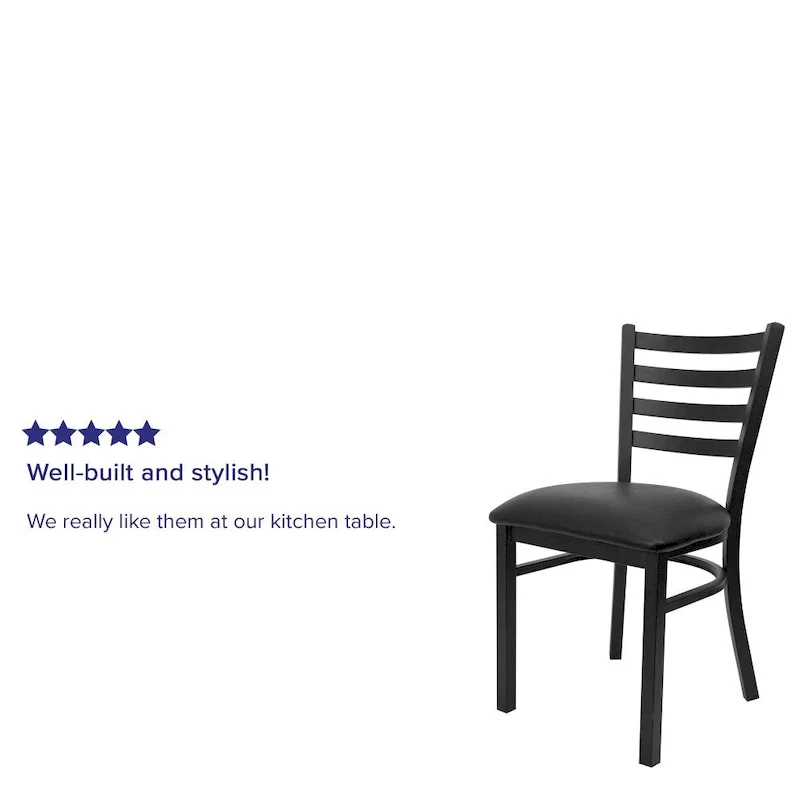 2 Pack Ladder Back Metal Restaurant Chair - 16.5W x 17D x 32.25H - 16.5W x 17D x 32.25H