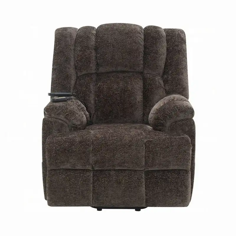 Cassy Power Recliner Chair with Lift, Heating, Massage, Brown Velvet