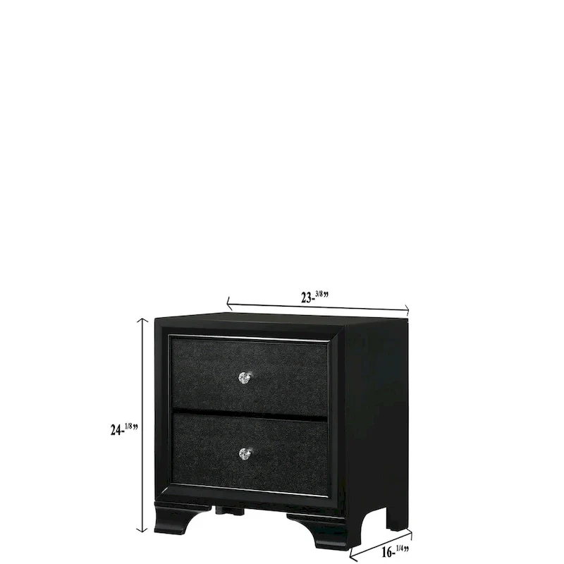 4-Piece Black LED Fabric Tufted Panel Bedroom Furniture Set