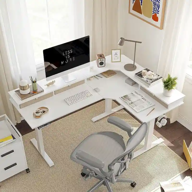 FEZIBO/Home Office Furniture/Brown&Black/Wood/Standing Desk/Desks