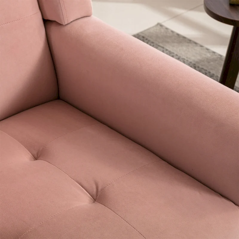 Pink Velvet Modern 29.5 Tufted Accent Chair with Wood Legs