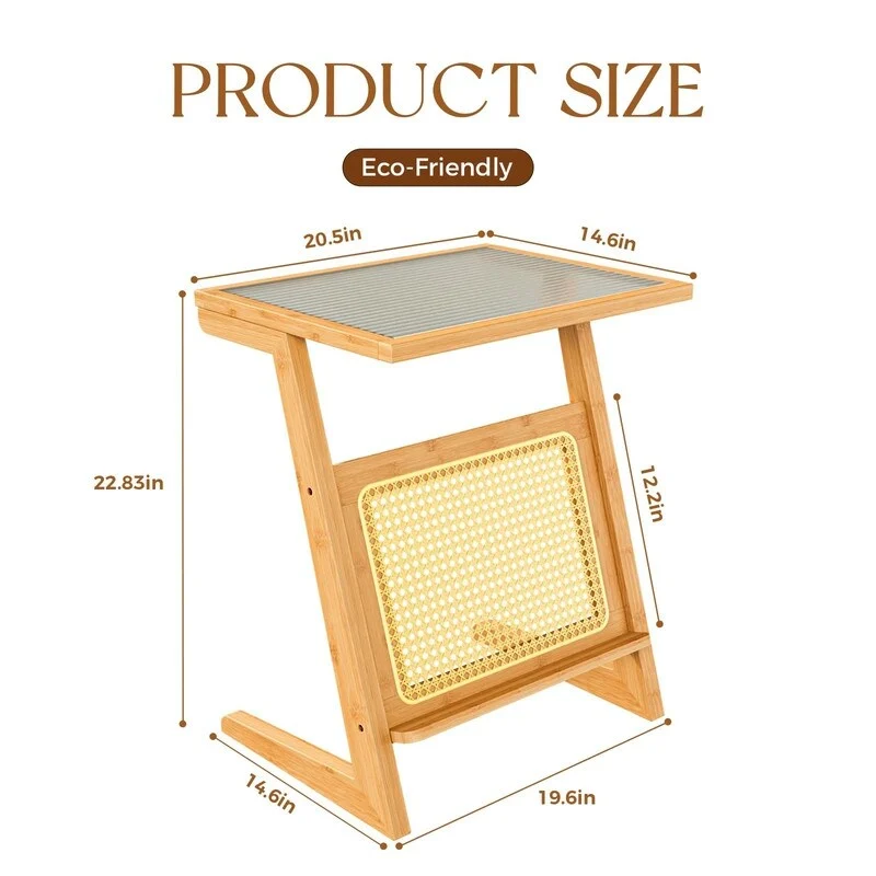 Z Shape Mid Century Modern End Table - 14 D x 18 W x 22 H