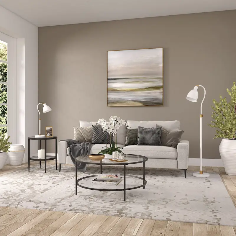 Hera 19.63 Wide Round Side Table with Clear Glass Shelf