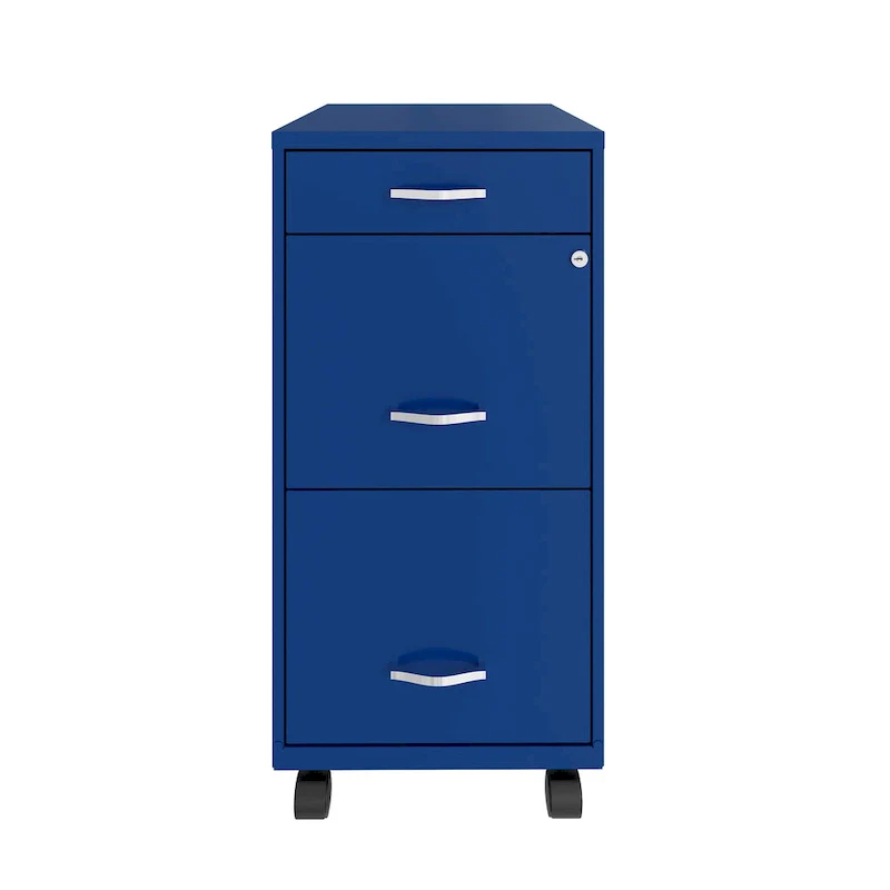 Space Solutions 18 Deep 3 Drawer Mobile File Cabinet, Classic Blue