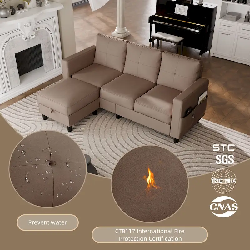 L-Shaped Sectional Sofa (With Interchangeable Chaise)