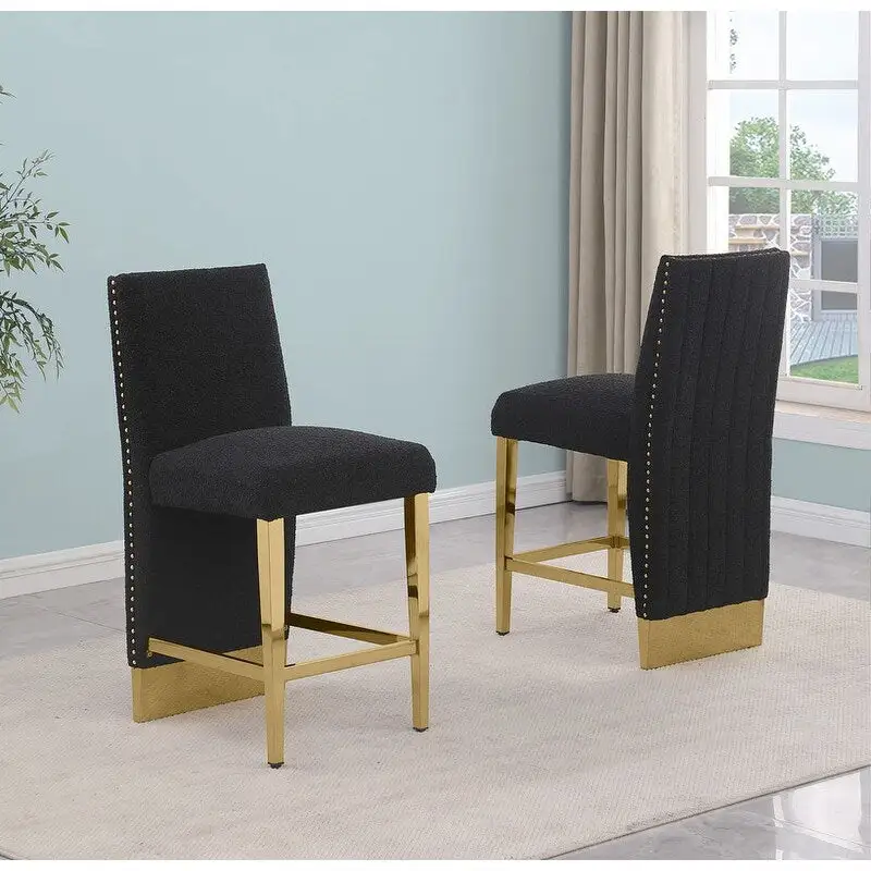 Best Quality Furniture Pleated Chrome Nailhead Trim Chair - N/A