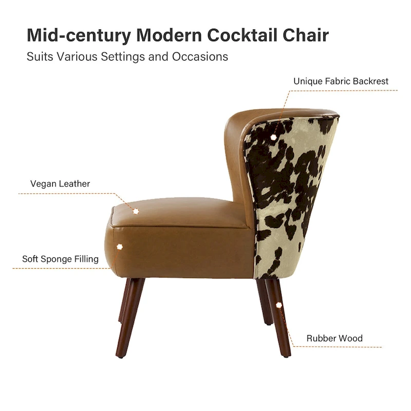 Alexander Mid-Century Modern Side Armchair with Solid Wood Legs by HULALA HOME