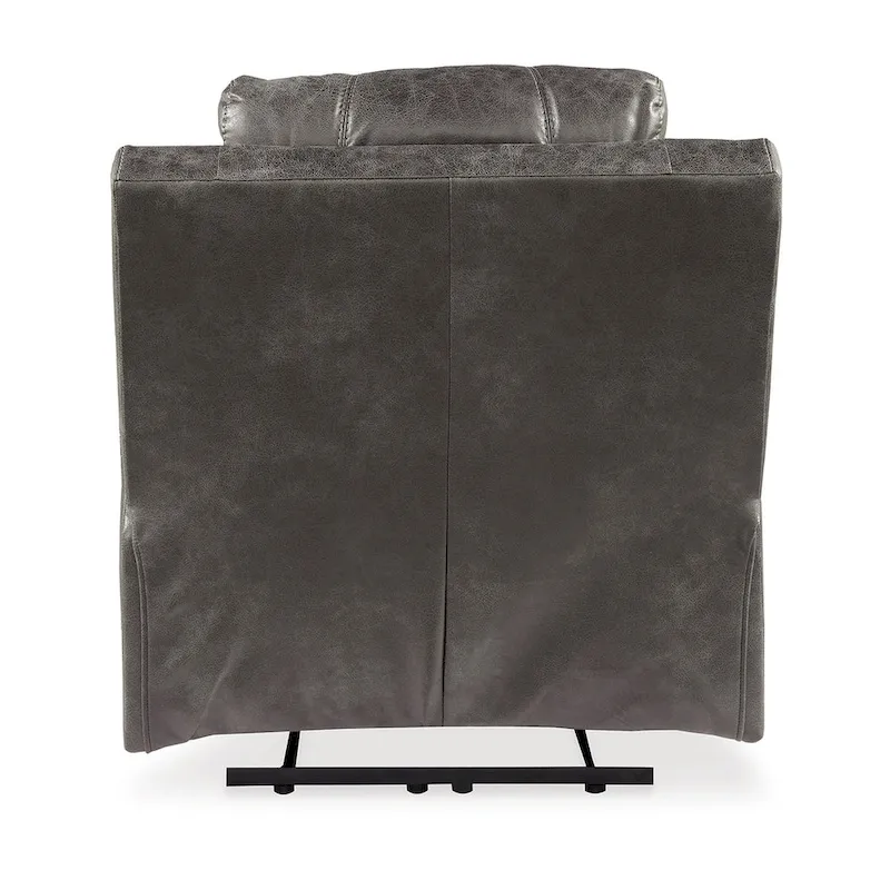 Ben Dual Power Recliner Chair, Adjustable Headrest, Gray Faux Leather